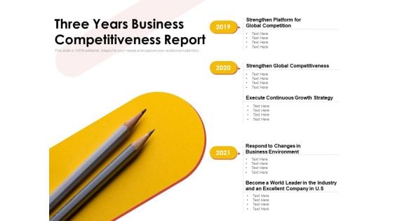 Three Years Business Competitiveness Report Ppt PowerPoint Presentation Show Slides