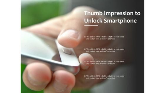 Thumb Impression To Unlock Smartphone Ppt PowerPoint Presentation Inspiration Maker