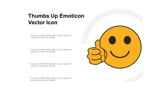 Thumbs Up Emoticon Vector Icon Ppt PowerPoint Presentation Pictures Example