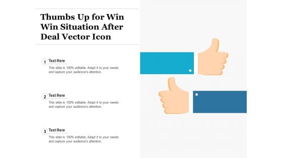 Thumbs Up For Win Win Situation After Deal Vector Icon Ppt PowerPoint Presentation Gallery Images PDF