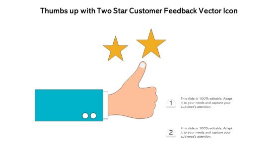 Thumbs Up With Two Star Customer Feedback Vector Icon Ppt PowerPoint Presentation Portfolio Styles PDF