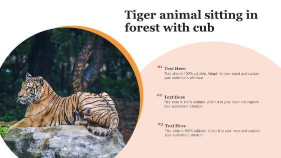 Tiger Animal Sitting In Forest With Cub Portrait PDF