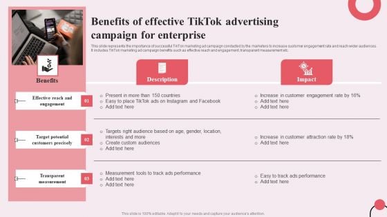 Tiktok Digital Marketing Campaign Benefits Of Effective Tiktok Advertising Campaign Enterprise Graphics PDF