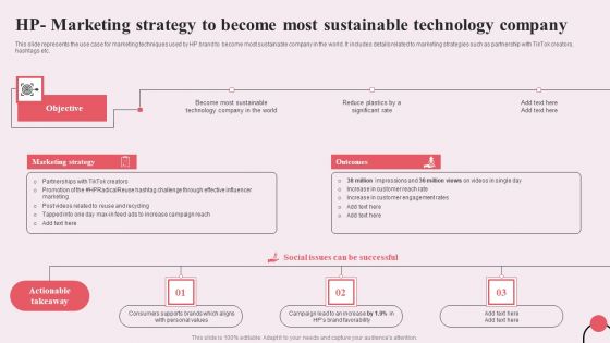 Tiktok Digital Marketing Campaign HP Marketing Strategy To Become Most Sustainable Technology Demonstration PDF