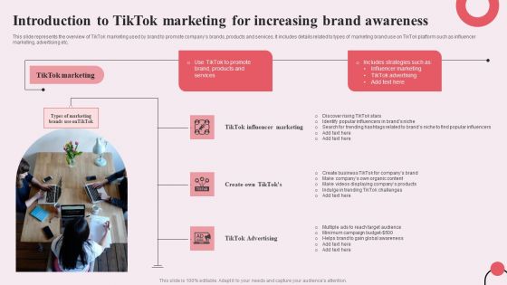 Tiktok Digital Marketing Campaign Introduction To Tiktok Marketing For Increasing Brand Awareness Clipart PDF