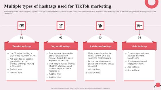 Tiktok Digital Marketing Campaign Multiple Types Of Hashtags Used For Tiktok Marketing Inspiration PDF