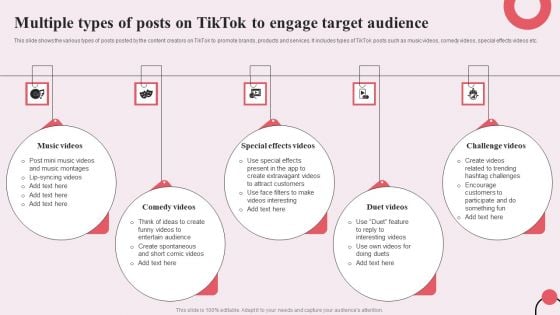 Tiktok Digital Marketing Campaign Multiple Types Of Posts On Tiktok To Engage Target Audience Elements PDF Tiktok Digital Marketing Campaign Multiple Types Of Posts On Tiktok To Engage Target Audience Elements PDF