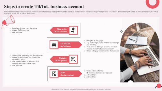 Tiktok Digital Marketing Campaign Steps To Create Tiktok Business Account Clipart PDF