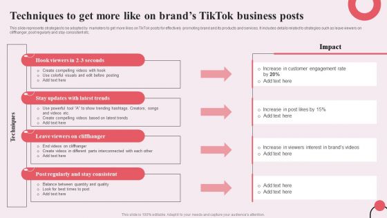 Tiktok Digital Marketing Campaign Techniques To Get More Like On Brands Tiktok Business Posts Portrait PDF
