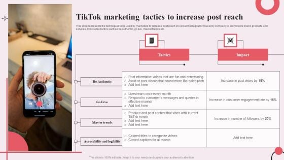 Tiktok Digital Marketing Campaign Tiktok Marketing Tactics To Increase Post Reach Demonstration PDF