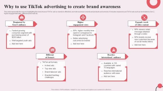 Tiktok Digital Marketing Campaign Why To Use Tiktok Advertising To Create Brand Awareness Structure PDF