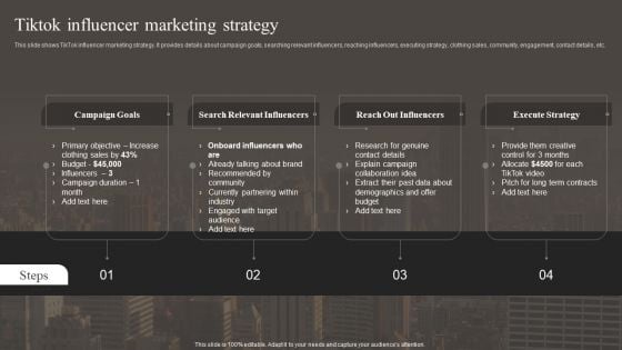 Tiktok Influencer Marketing Strategy Slides PDF