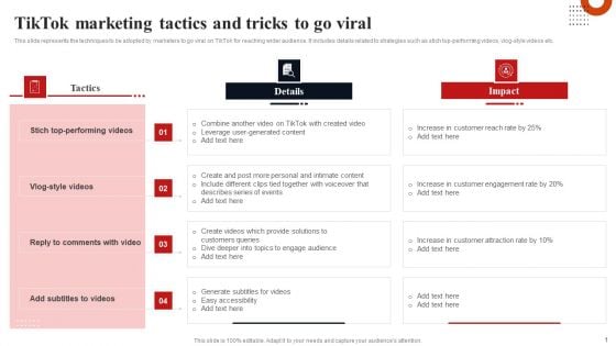 Tiktok Marketing Tactics And Tricks To Go Viral Infographics PDF