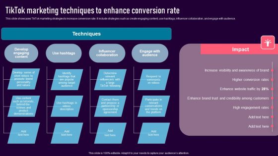 Tiktok Marketing Techniques To Enhance Conversion Rate Inspiration PDF