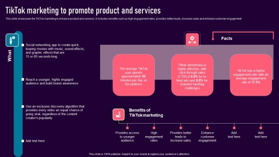 Tiktok Marketing To Promote Product And Services Background PDF