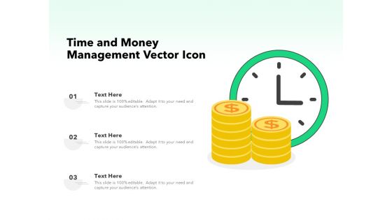 Time And Money Management Vector Icon Ppt PowerPoint Presentation Gallery Portrait PDF