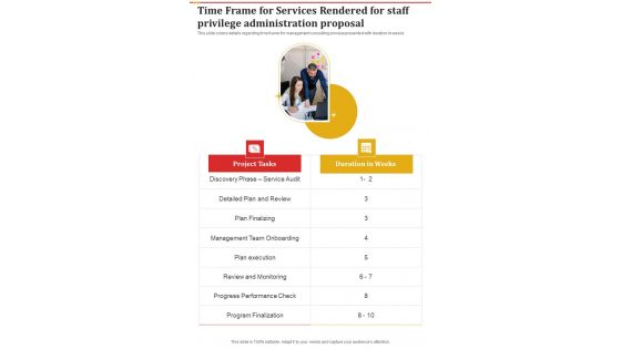 Time Frame For Services Rendered For Staff Privilege Administration One Pager Sample Example Document Time Frame For Services Rendered For Staff Privilege Administration One Pager Sample Example Document