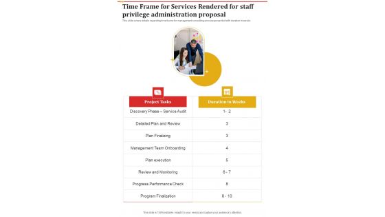 Time Frame For Services Rendered For Staff Privilege Administration One Pager Sample Example Document