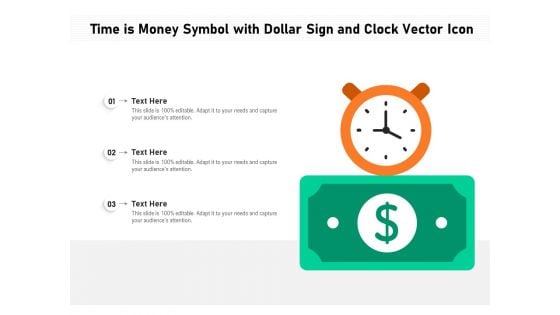 Time Is Money Symbol With Dollar Sign And Clock Vector Icon Ppt PowerPoint Presentation Diagram Templates PDF