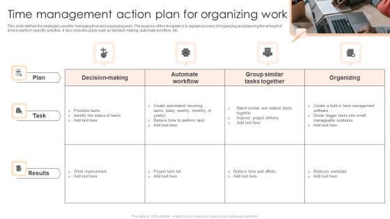 Time Management Action Plan For Organizing Work Guidelines PDF