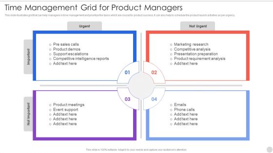 Time Management Grid For Product Managers Guidelines PDF