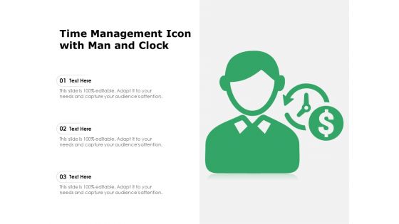 Time Management Icon With Man And Clock Ppt PowerPoint Presentation Summary Good PDF