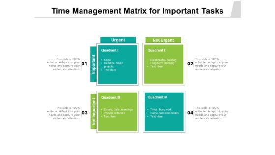 Time Management Matrix For Important Tasks Ppt PowerPoint Presentation Show Professional PDF