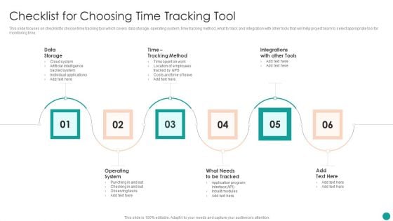 Time Management Techniques For Successful Project Checklist For Choosing Time Tracking Tool Introduction PDF