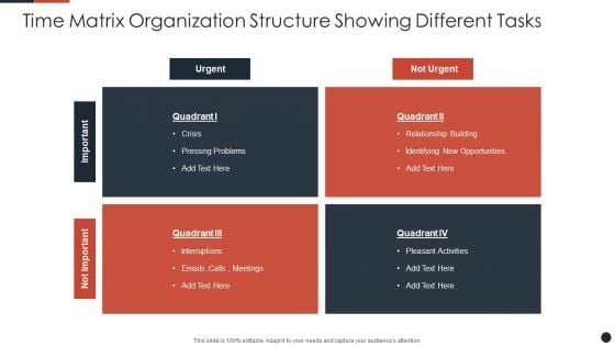 Time Matrix Organization Structure Showing Different Tasks Sample PDF