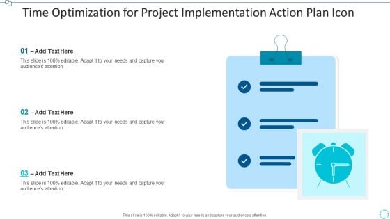 Time Optimization For Project Implementation Action Plan Icon Formats PDF