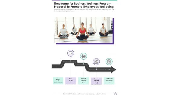 Timeframe Business Wellness Program Proposal Promote One Pager Sample Example Document