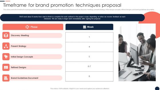 Timeframe For Brand Promotion Techniques Proposal Ppt Icon Inspiration PDF