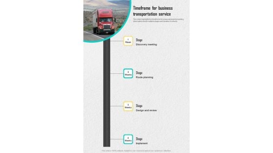 Timeframe For Business Transportation Service One Pager Sample Example Document