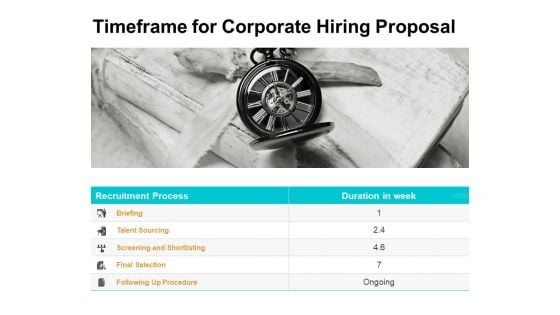 Timeframe For Corporate Hiring Proposal Ppt PowerPoint Presentation Diagram Lists