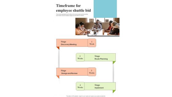 Timeframe For Employee Shuttle Bid One Pager Sample Example Document