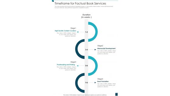 Timeframe For Factual Book Services One Pager Sample Example Document