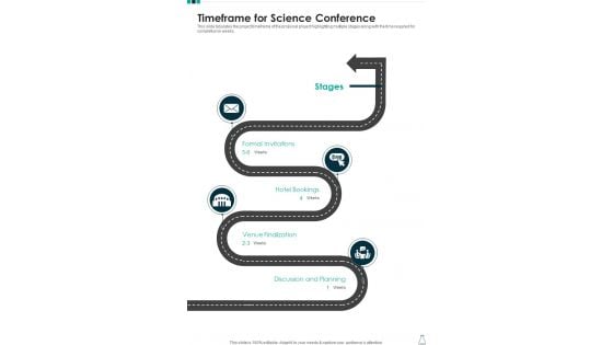 Timeframe For Science Conference One Pager Sample Example Document