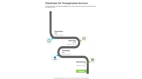 Timeframe For Transpiration Services One Pager Sample Example Document Timeframe For Transpiration Services One Pager Sample Example Document