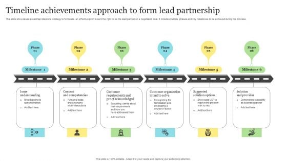 Timeline Achievements Approach To Form Lead Partnership Formats PDF