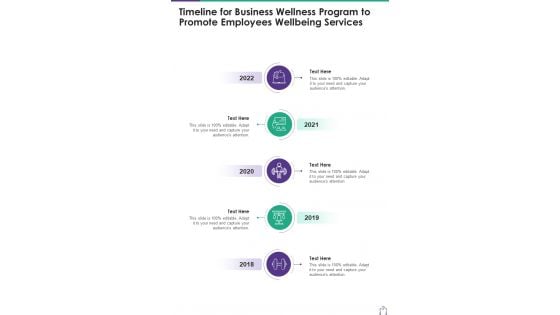 Timeline Business Wellness Program Promote Employees One Pager Sample Example Document