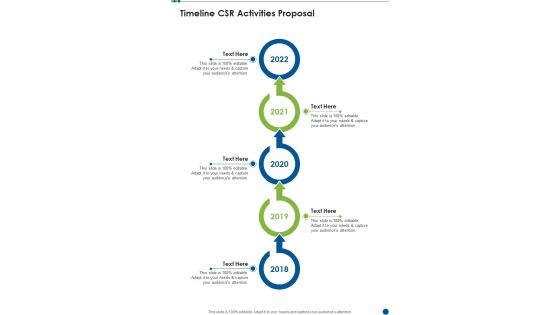 Timeline CSR Activities Proposal One Pager Sample Example Document