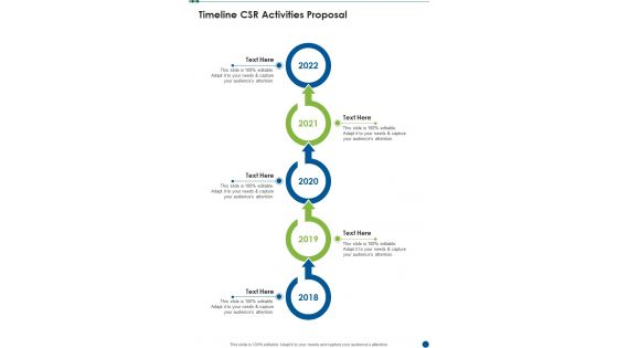 Timeline CSR Activities Proposal One Pager Sample Example Document Timeline CSR Activities Proposal One Pager Sample Example Document