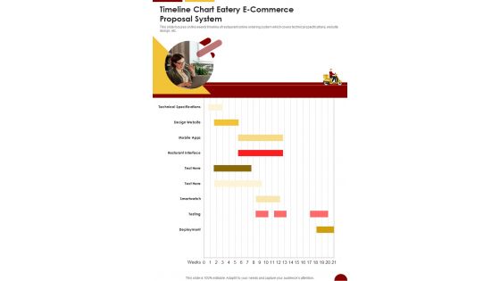 Timeline Chart Eatery E Commerce Proposal System One Pager Sample Example Document