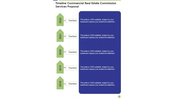 Timeline Commercial Real Estate Commission Services Proposal One Pager Sample Example Document