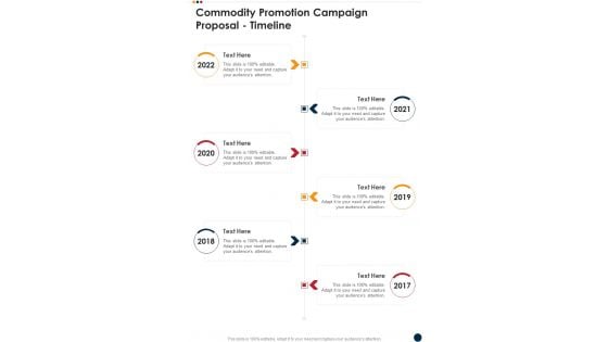 Timeline Commodity Promotion Campaign Proposal One Pager Sample Example Document Timeline Commodity Promotion Campaign Proposal One Pager Sample Example Document