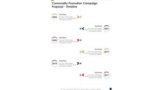 Timeline Commodity Promotion Campaign Proposal One Pager Sample Example Document