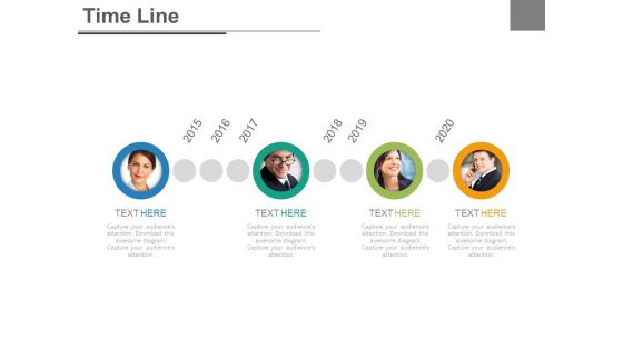 Timeline Diagram With Employee Pictures Powerpoint Slides