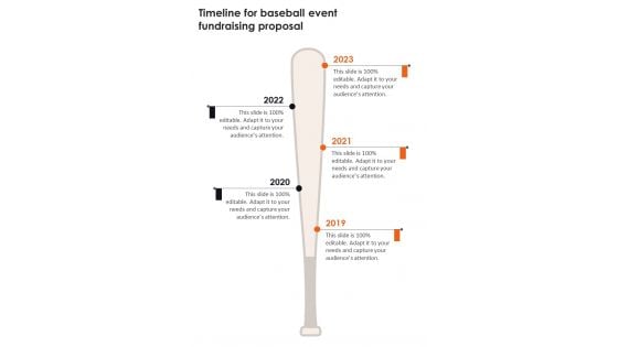 Timeline For Baseball Event Fundraising Proposal One Pager Sample Example Document