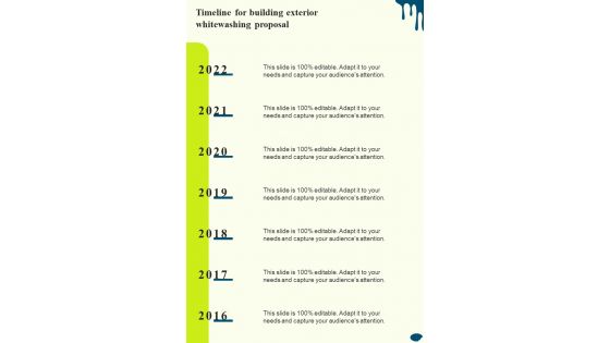 Timeline For Building Exterior Whitewashing Proposal One Pager Sample Example Document Timeline For Building Exterior Whitewashing Proposal One Pager Sample Example Document