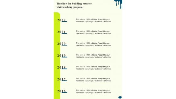 Timeline For Building Exterior Whitewashing Proposal One Pager Sample Example Document